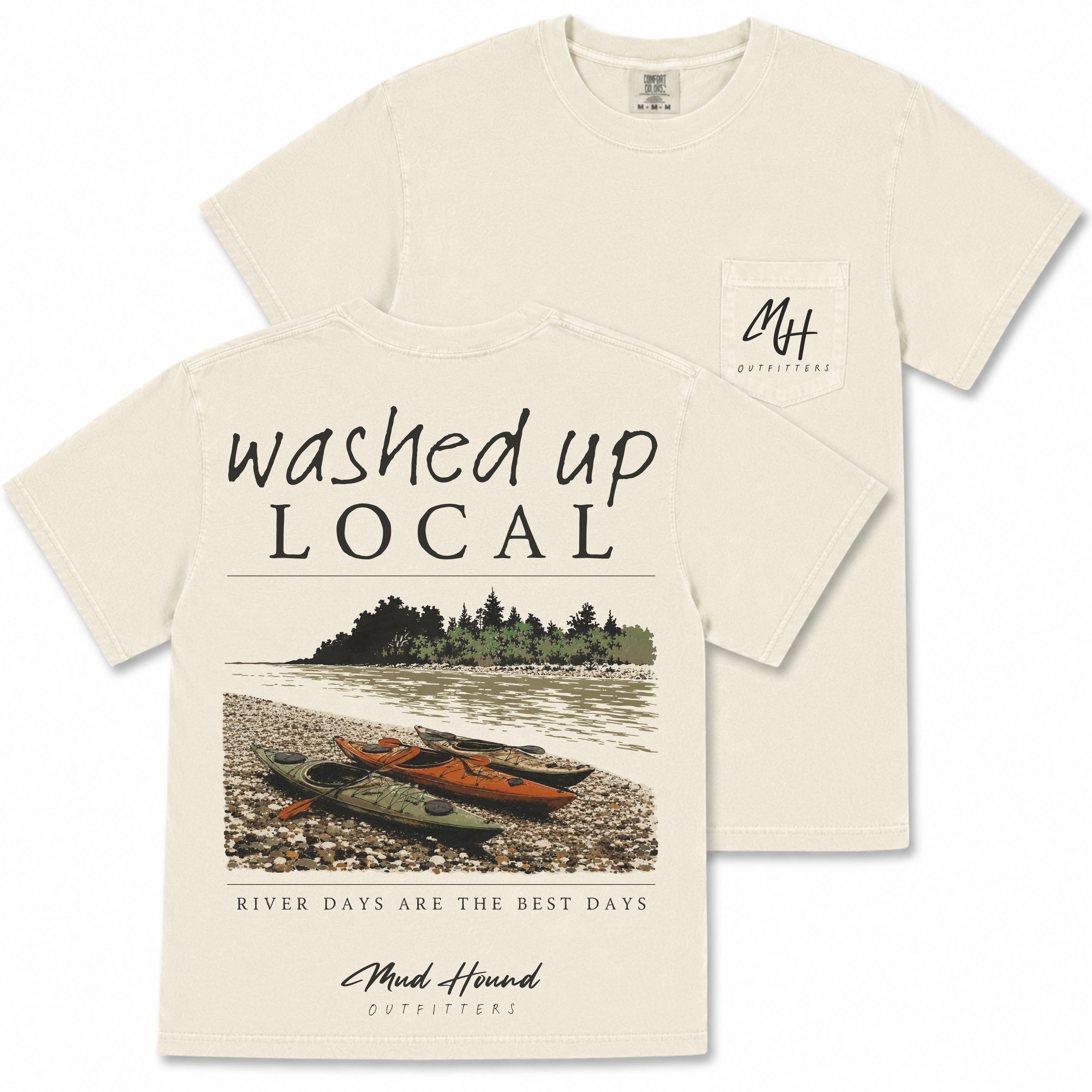 Washed Up Local Kayak Pocket Ivory Tee